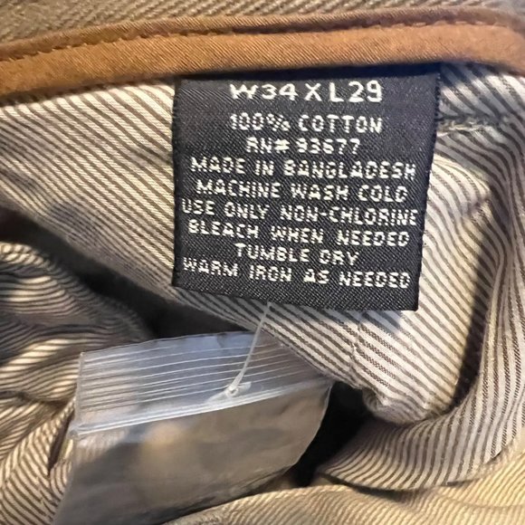 NEW St Johns Bay Pants Sueded Twill Khaki Flat Front Relaxed Mens Size 34 x 29 - Picture 10 of 12